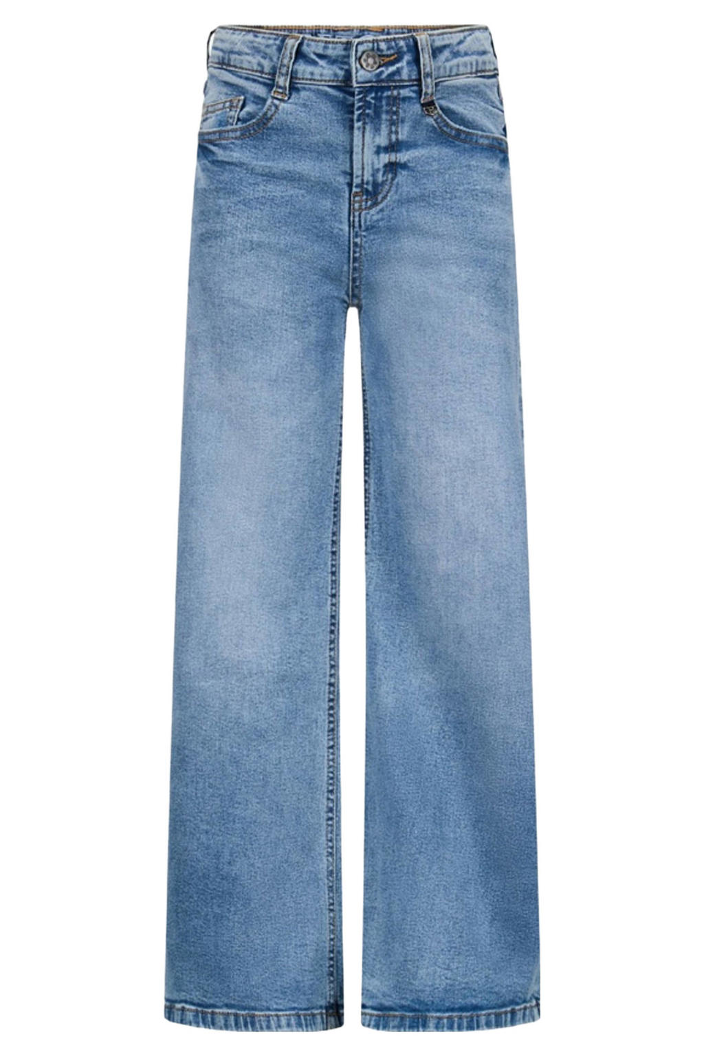 Medium blue denim meisjes Retour Jeans jeans van stretchdenim met wijde pijpen, regular waist en effen
