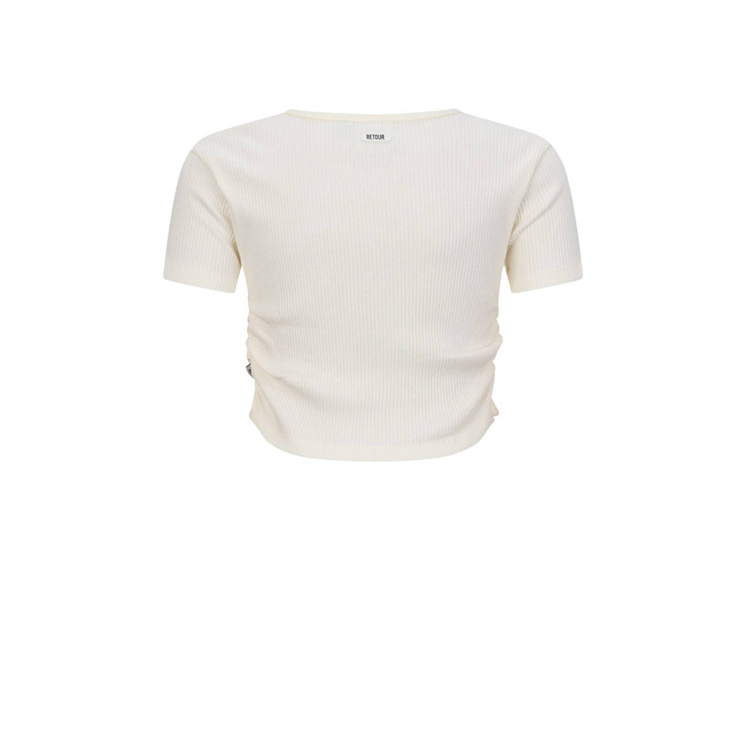 Retour Jeans T-shirt wit rib gebreid