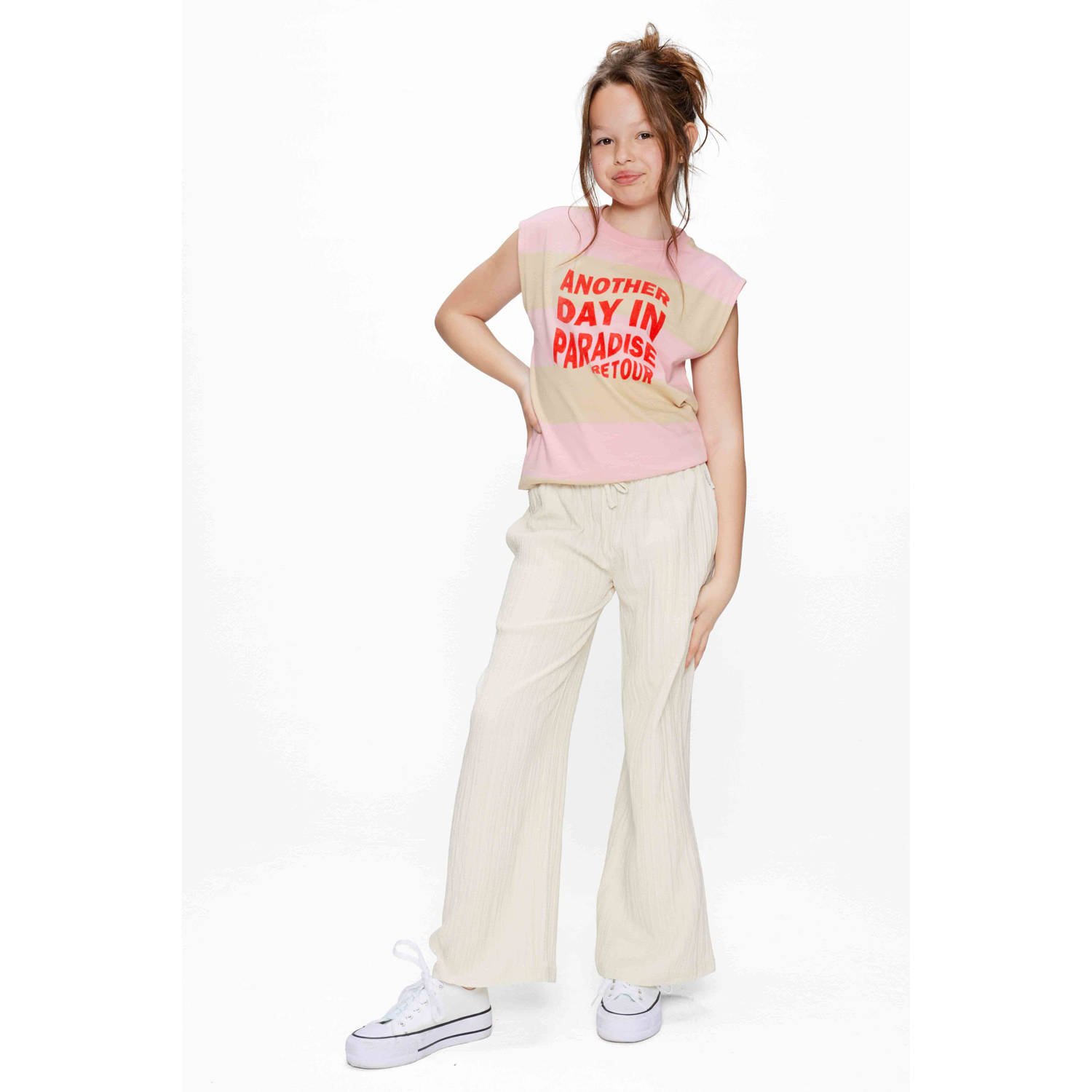 Retour Jeans loose casual broek beige