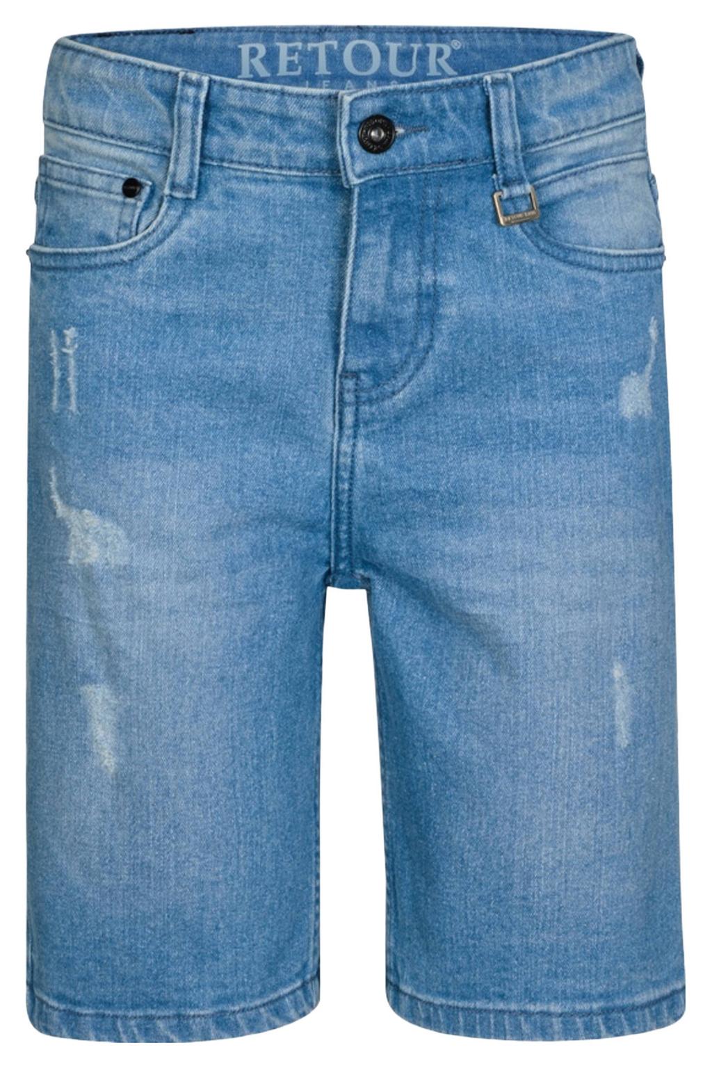 Light blue denim jongens Retour Jeans loose short van stretchdenim met relaxed, regular waist en effen