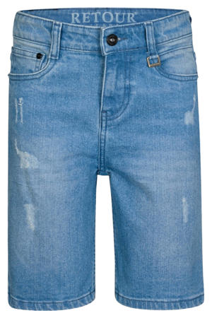 loose short medium blue denim