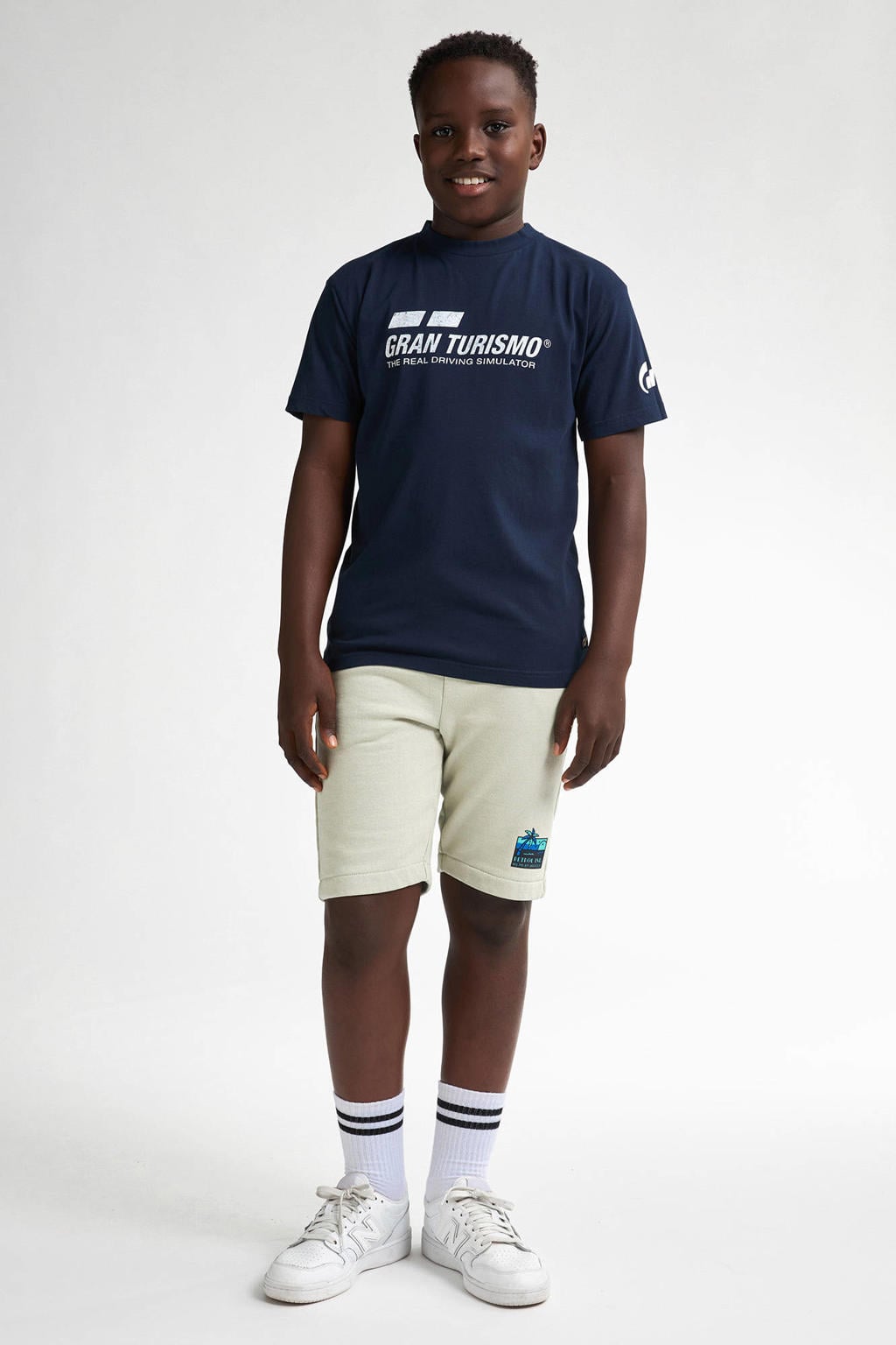 Groene jongens Petrol Industries sweatshort van katoen met elastische tailleband met koord en logo dessin