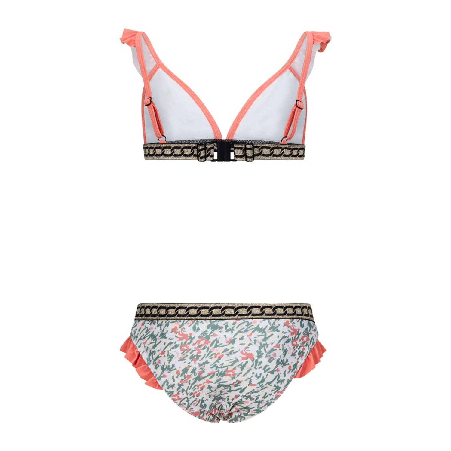 Retour Jeans triangel bikini koraaloranje groen wit