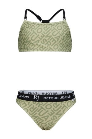 crop bikini lichtgroen/zwart