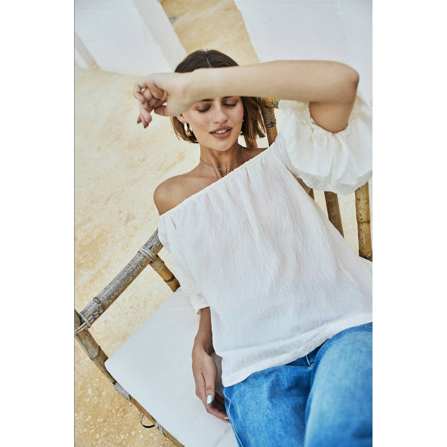 FREEQUENT off shoulder top ecru
