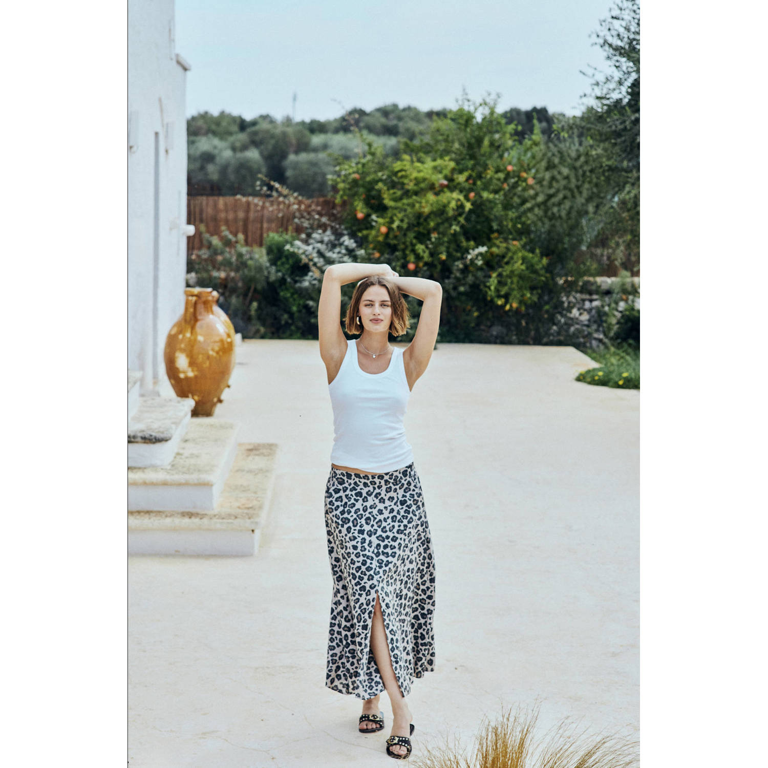 FREEQUENT maxi rok donkerbruin