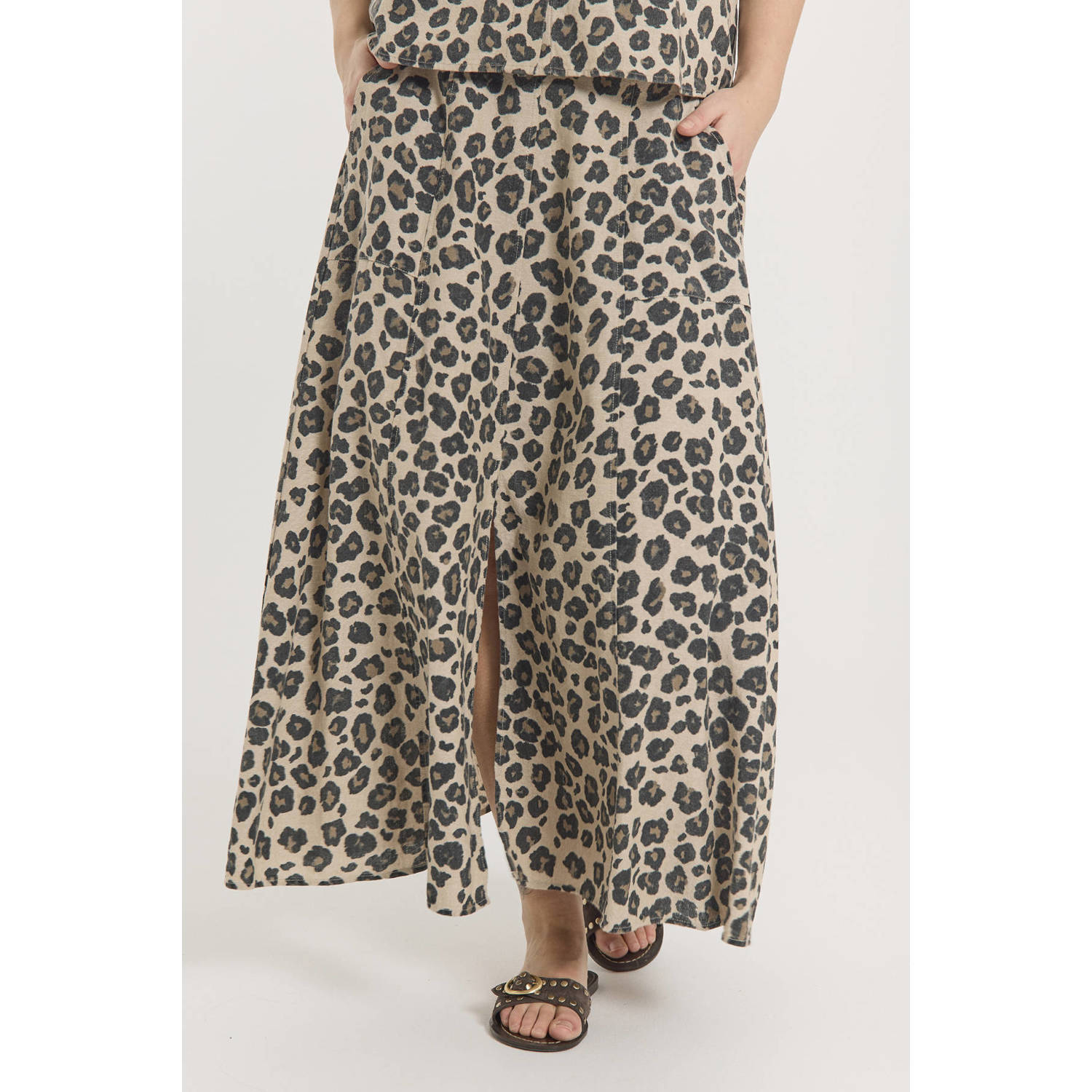 FREEQUENT maxi rok donkerbruin