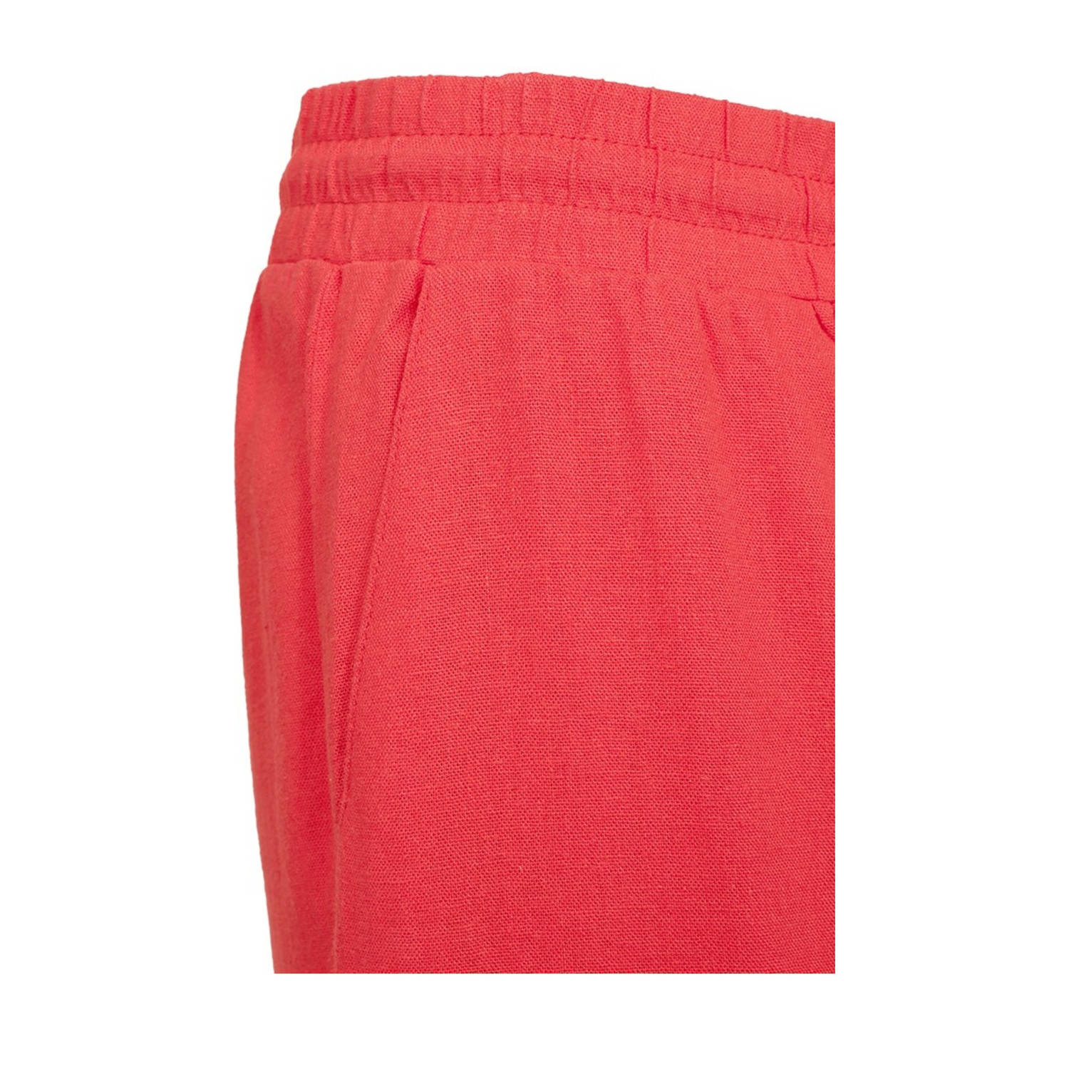FREEQUENT linnen wide leg regular waist broek koraalrood
