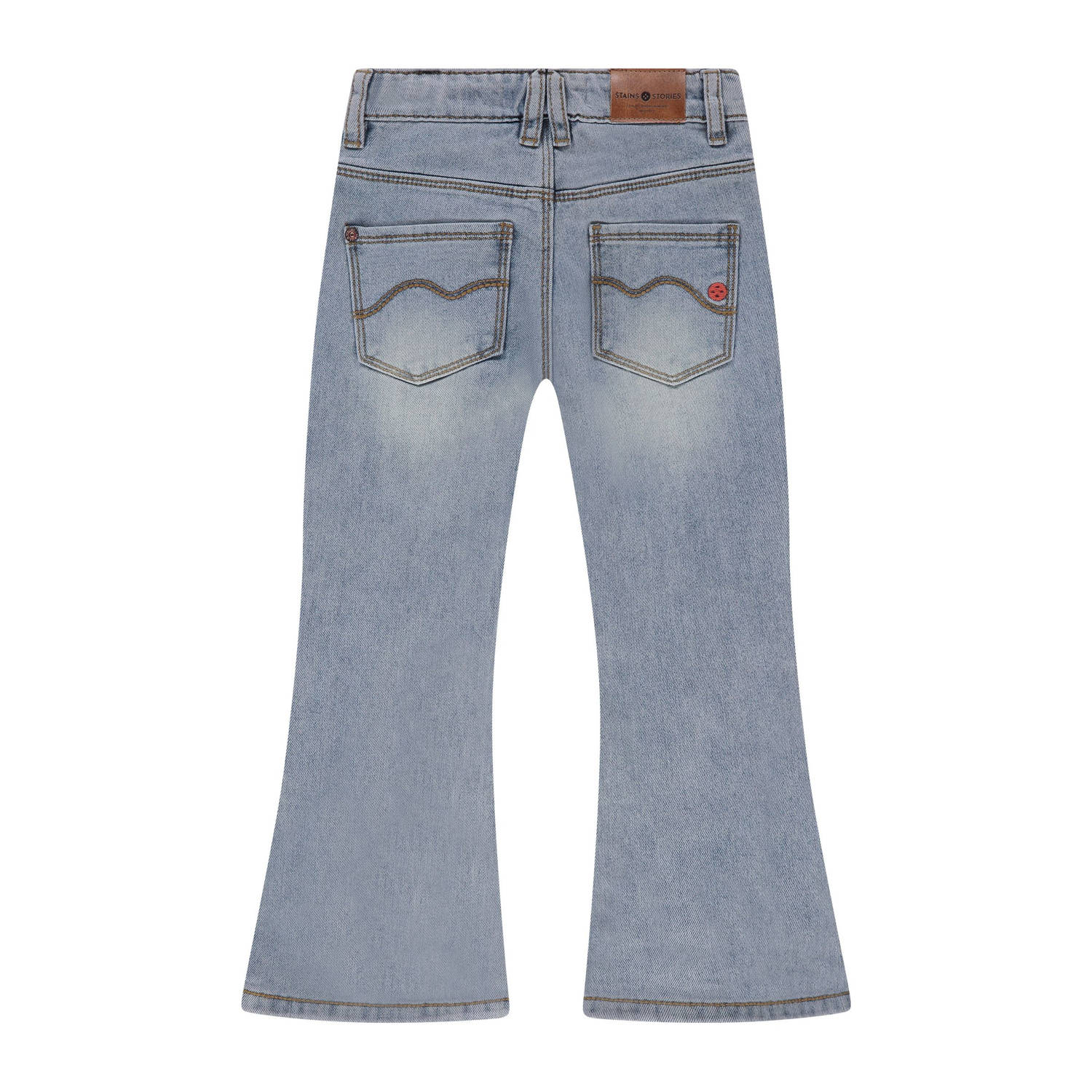Stains&Stories flared jeans light blue denim