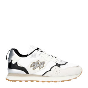 MRP47  leren sneakers off white/zilver/zwart