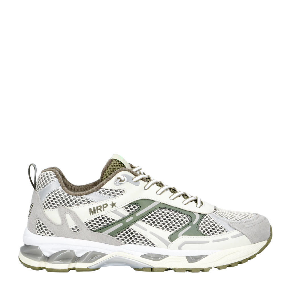 Groen en grijze heren MRP sneakers van mesh, leer en suède met veters