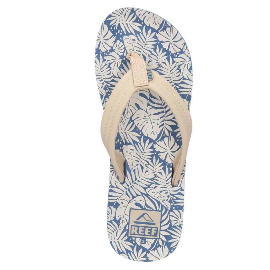 Ecru en blauwe jongens Reef Kids Ahi teenslippers van rubber