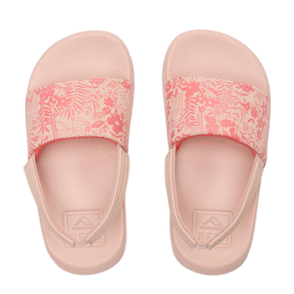 Roze meisjes Reef Little One Slide badslippers met hielbandje van rubber