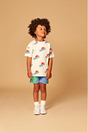 T-shirt ecru/rood/blauw