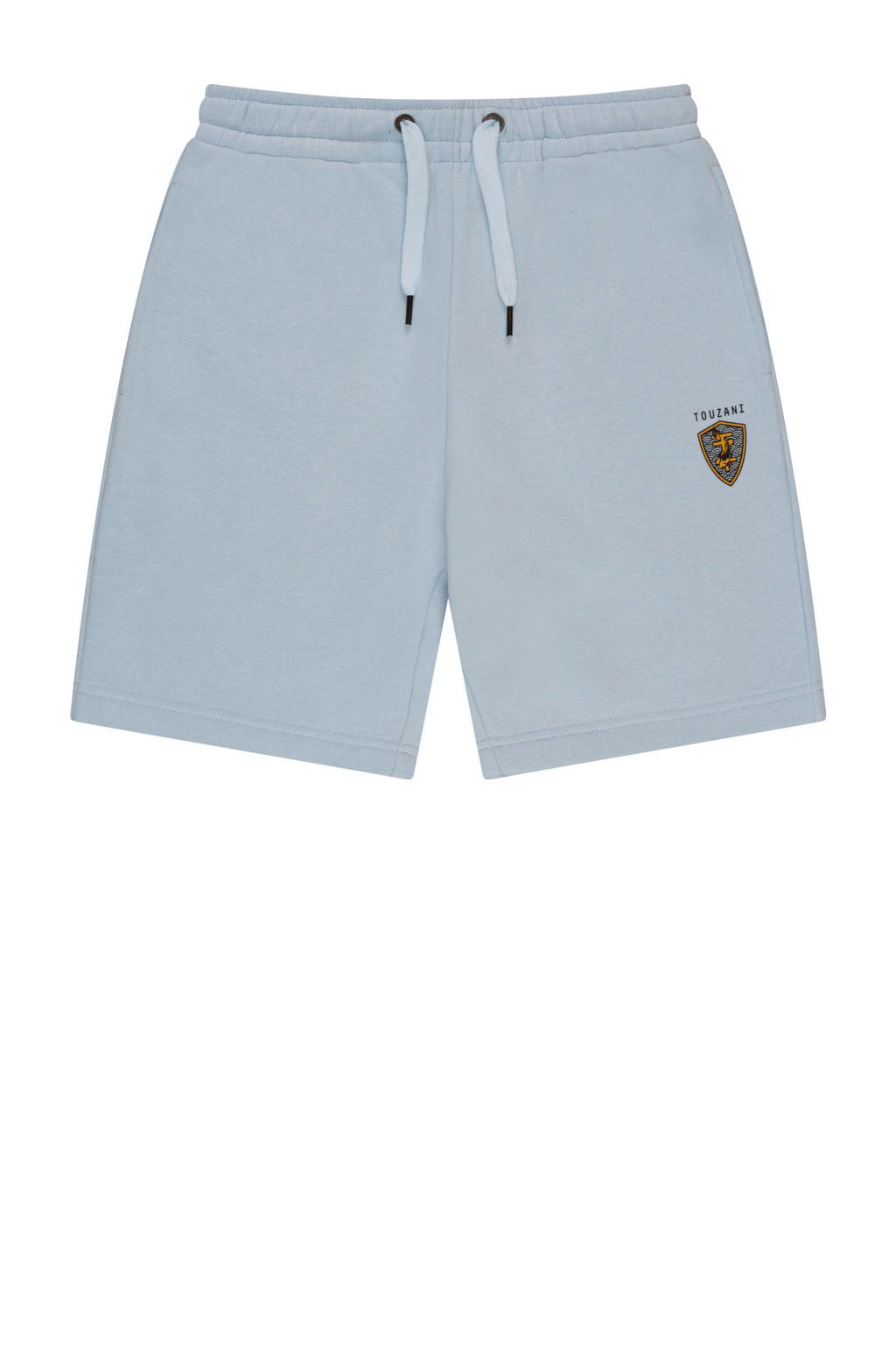 Lichtblauwe jongens Touzani regular sweatshort van katoen met elastische tailleband met koord en logo dessin