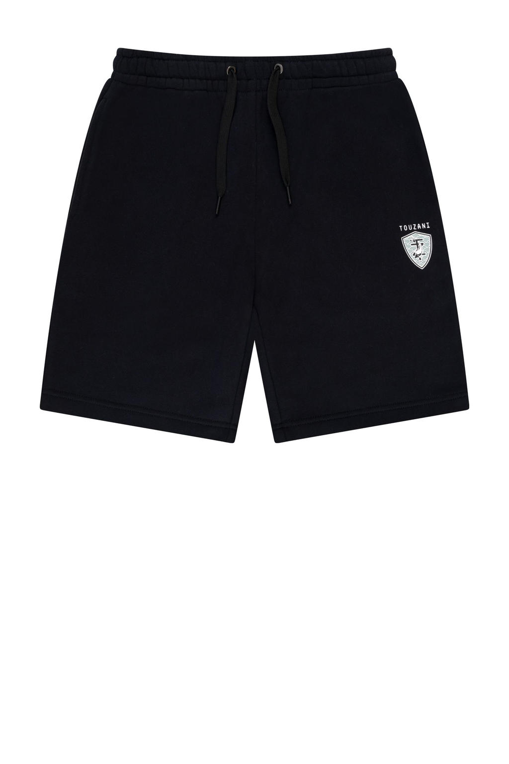 Zwarte jongens Touzani regular sweatshort van katoen met elastische tailleband met koord en logo dessin