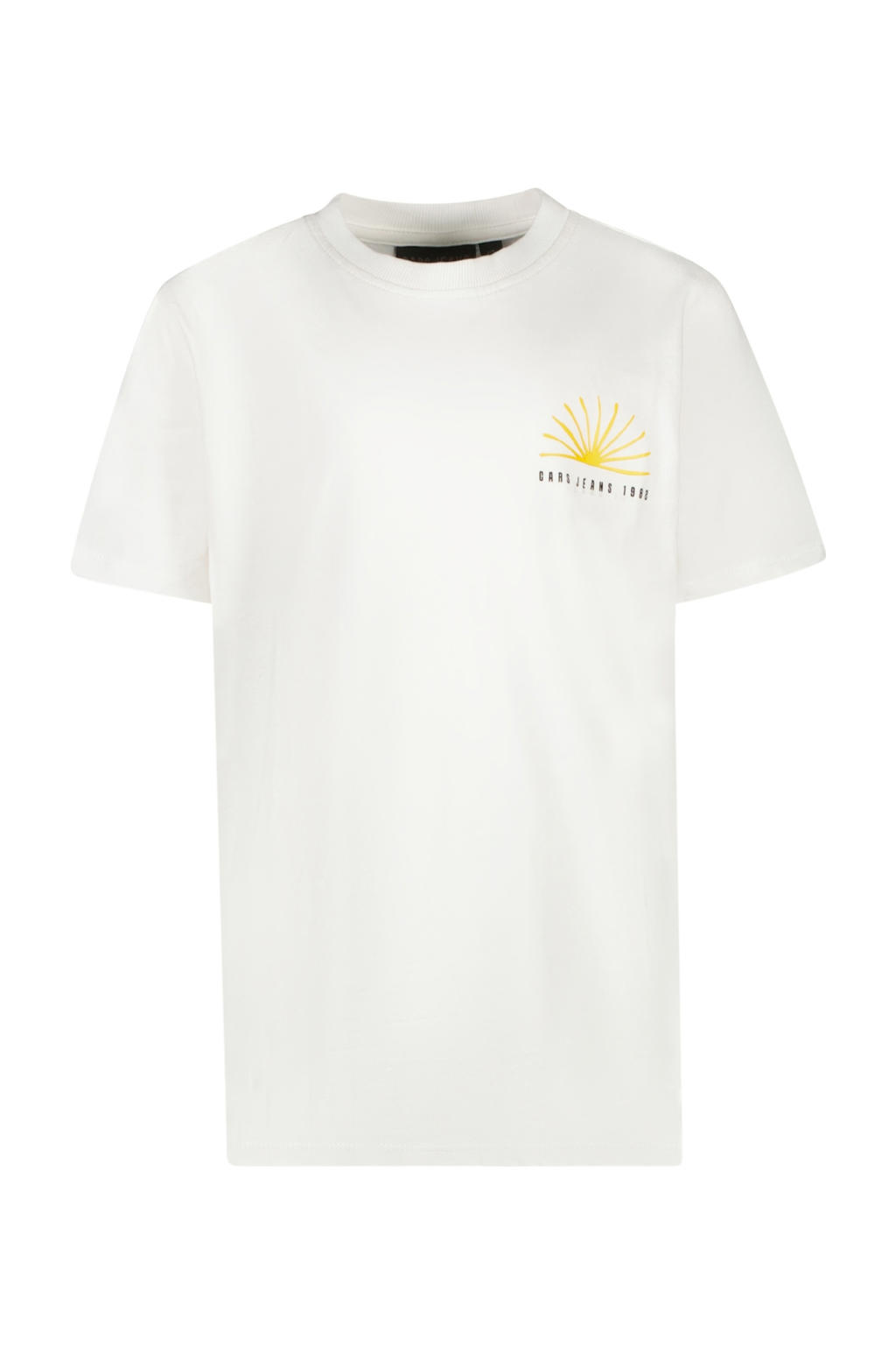Wit, groen en gele jongens Cars T-shirt van katoen met backprint, korte mouwen en ronde hals