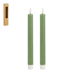 Mica Decorations LED kaarsen groen (set van 2) (22 cm)