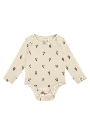 romper met all over print ecru/bruin