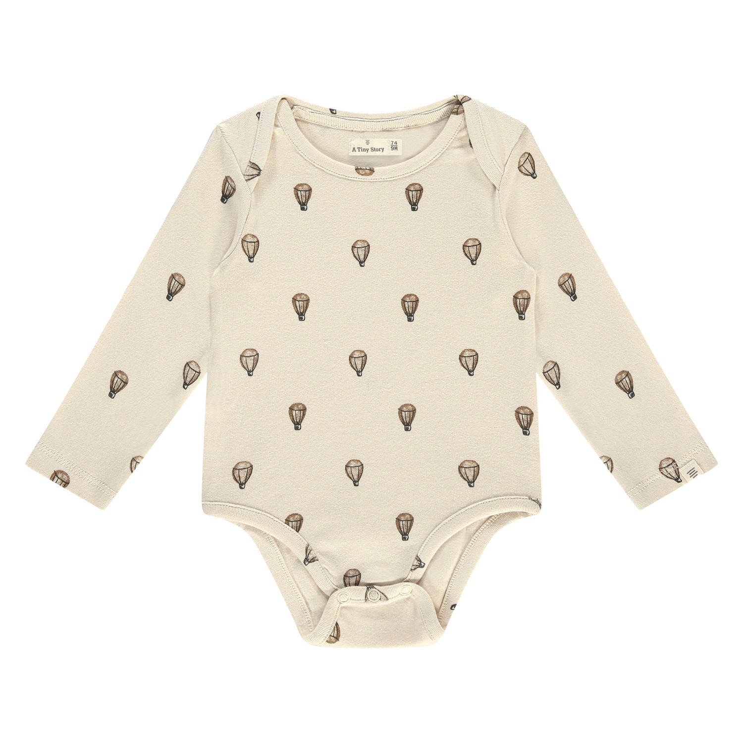 A Tiny Story romper met all over print ecru bruin