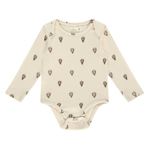 A Tiny Story romper met all over print ecru/bruin afbeelding