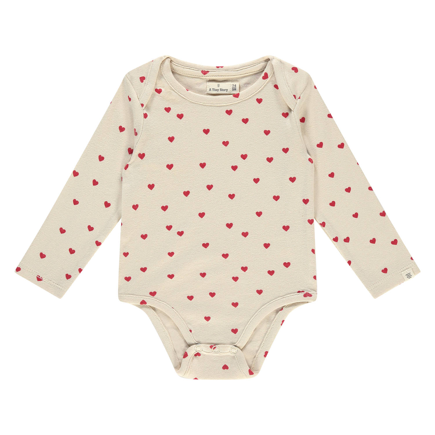 A Tiny Story romper met hartjesprint ecru rood