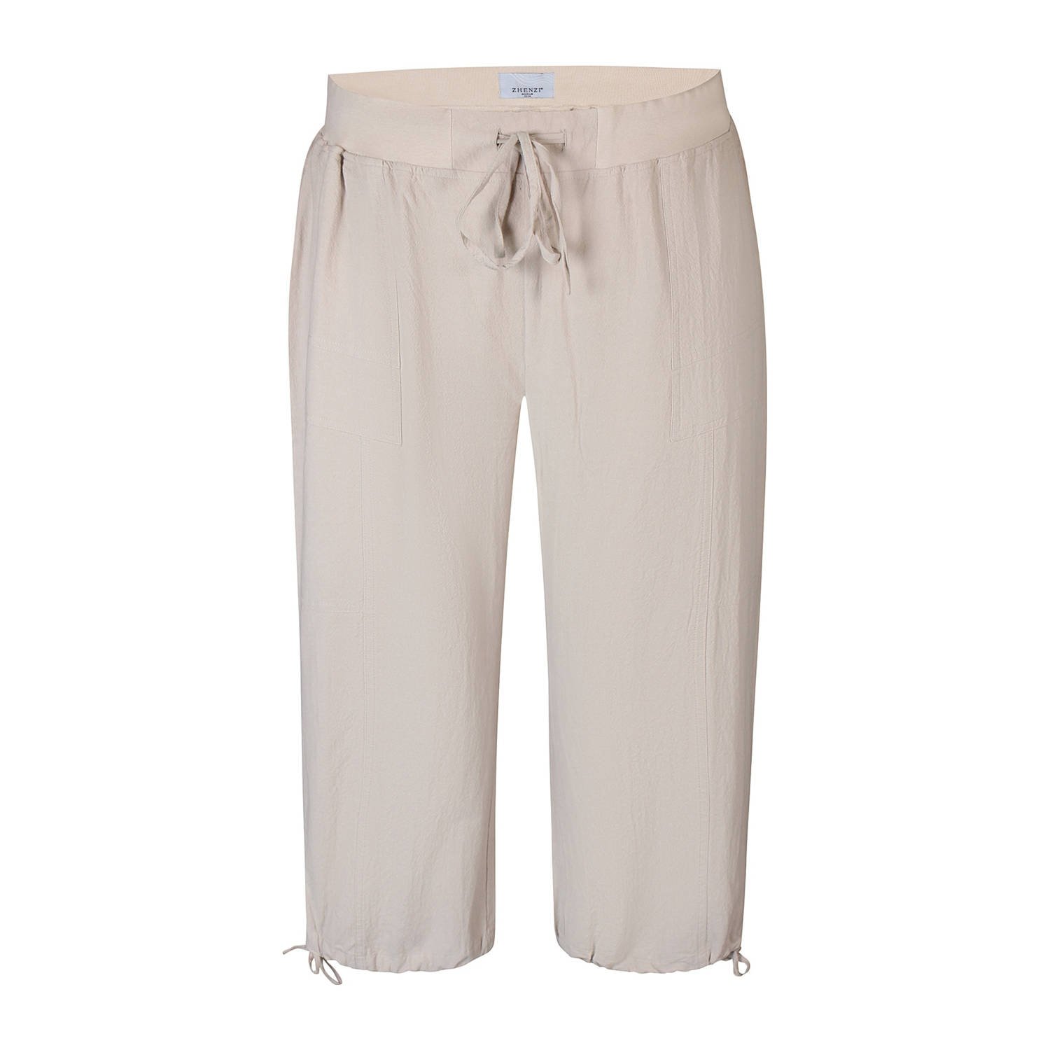 Zhenzi regular waist broek zand