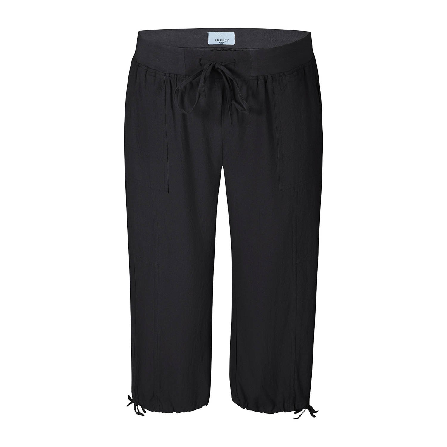 Zhenzi regular waist broek zwart