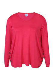 thumbnail: Roze dames Zhenzi pullover van viscose met effen, lange mouwen en V-hals