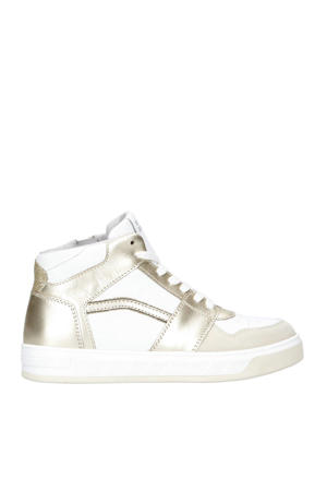   leren sneakers wit/goud