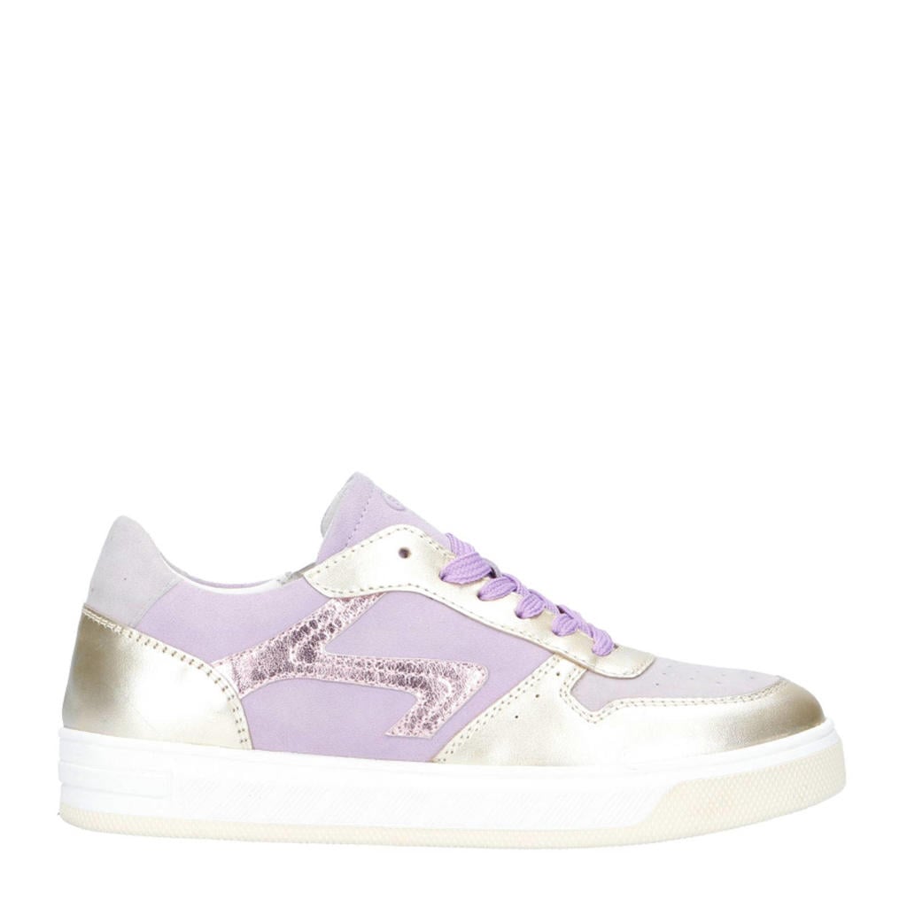 Lila en gouden meisjes Red Code suède sneakers met rits- en vetersluiting