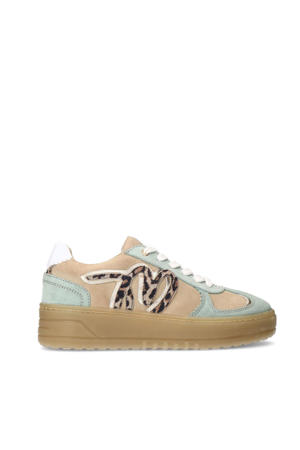 suède sneakers beige/lichtgroen