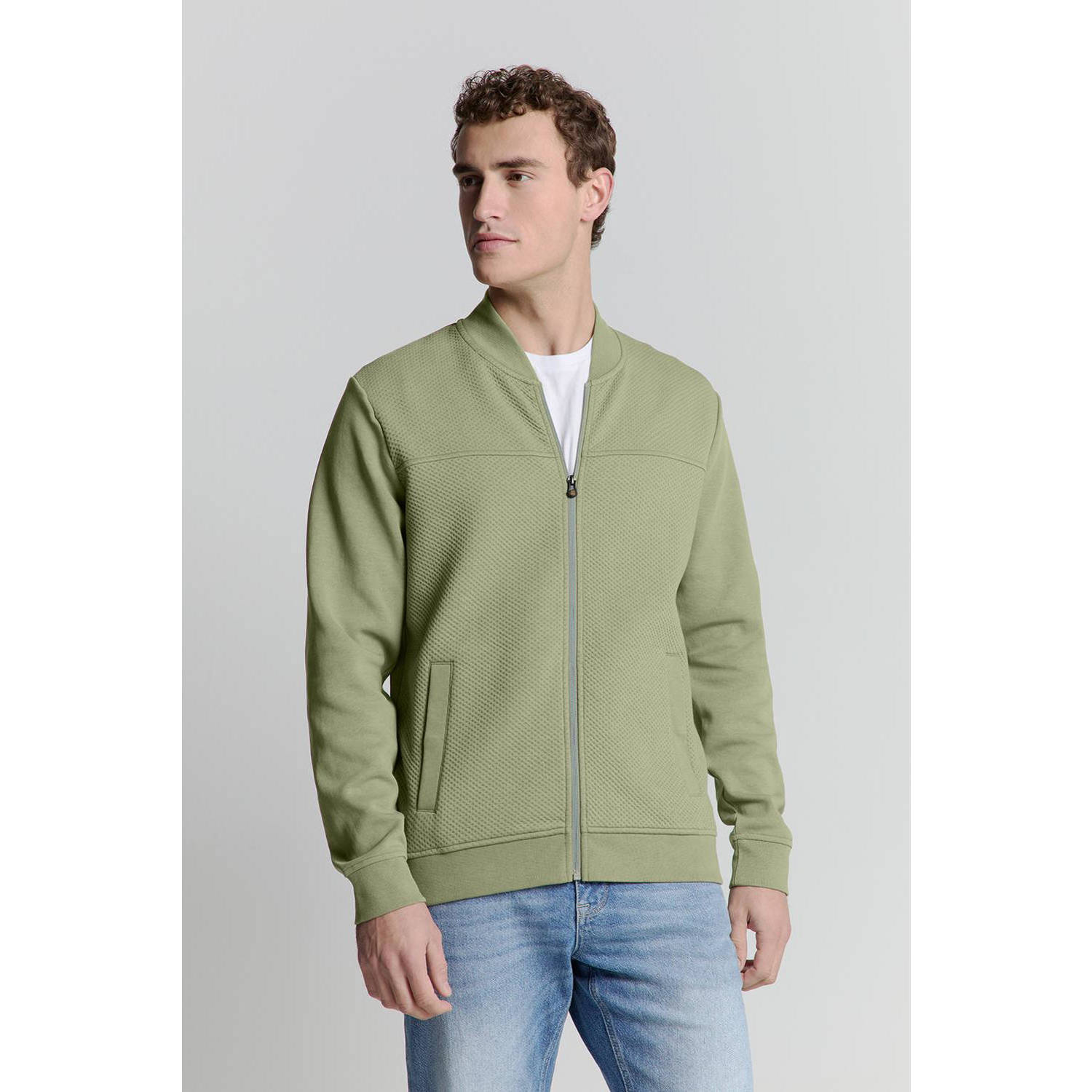 No Excess sweatvest met textuur groen