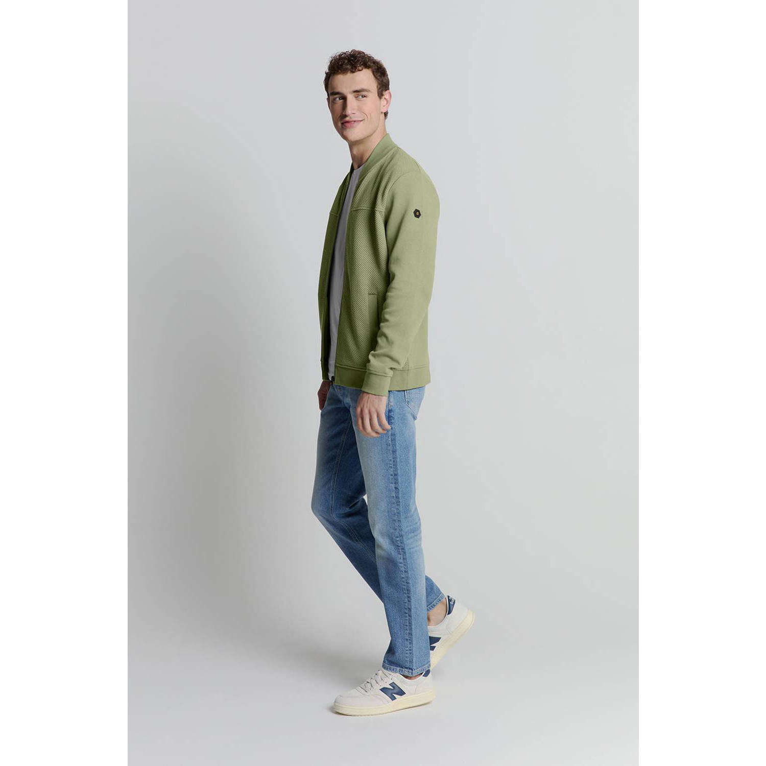 No Excess sweatvest met textuur groen