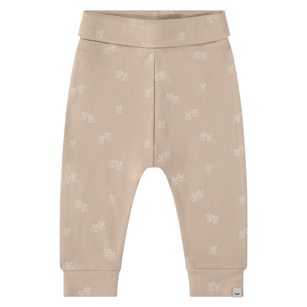 Beige en ecru Babyface regular babybroek van stretchkatoen met elastische tailleband