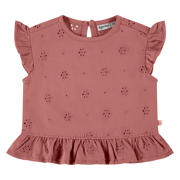thumbnail: Oudroze meisjes Babyface T-shirt broderie van katoen met effen, korte mouwen, ronde hals en knoopsluiting