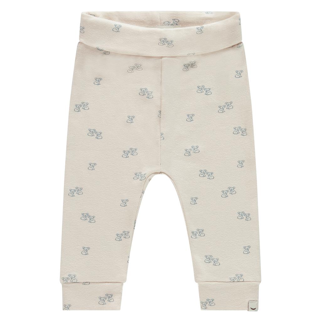 Ecru en blauwe Babyface regular babybroek Ecru van stretchkatoen met elastische tailleband