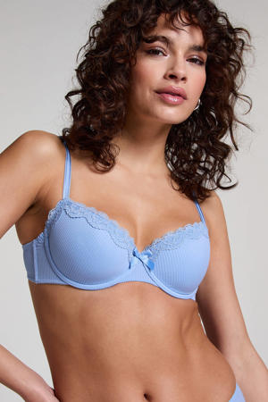 voorgevormde beugelbh Lola met ribstructuur blauw