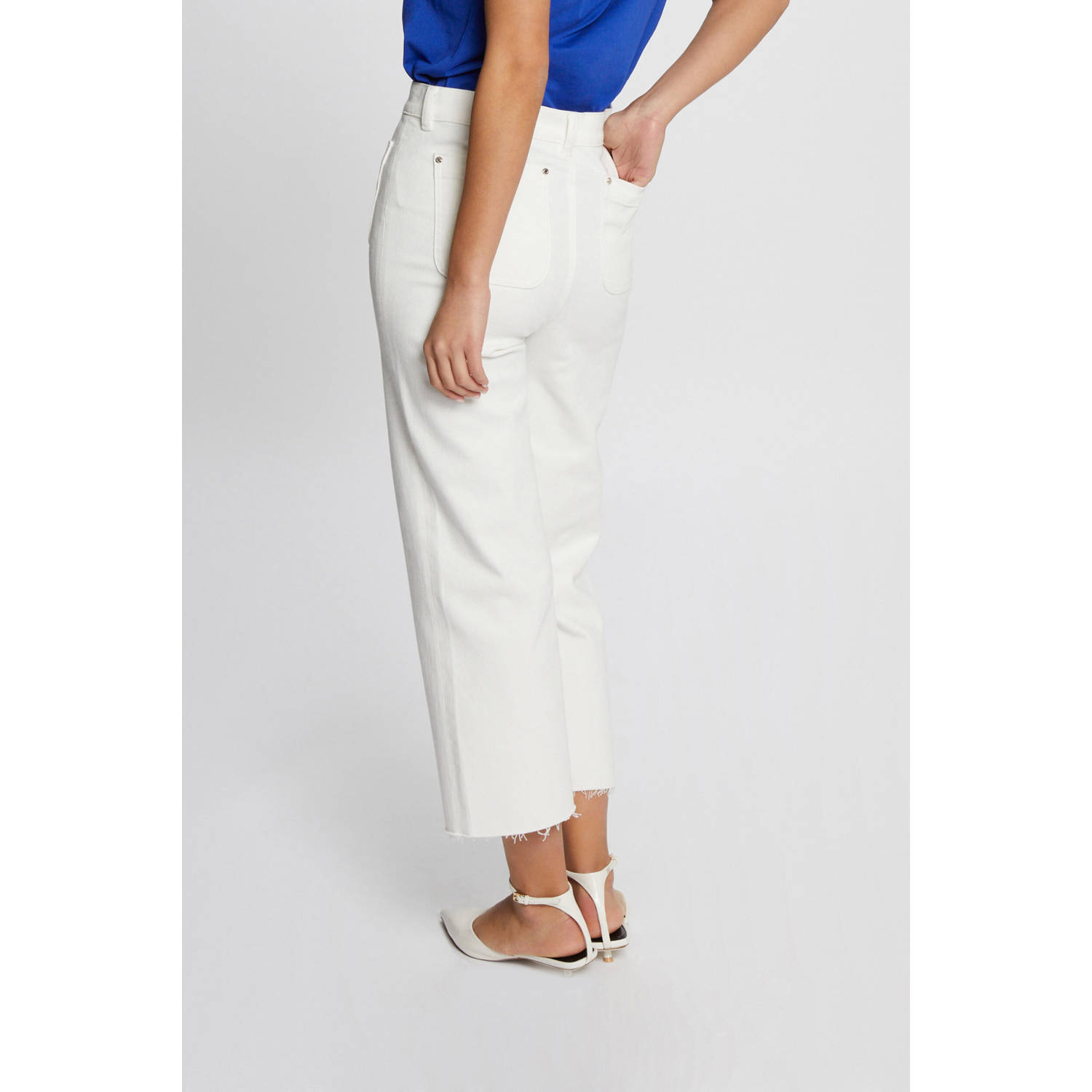 Morgan straight high waist cropped broek ecru