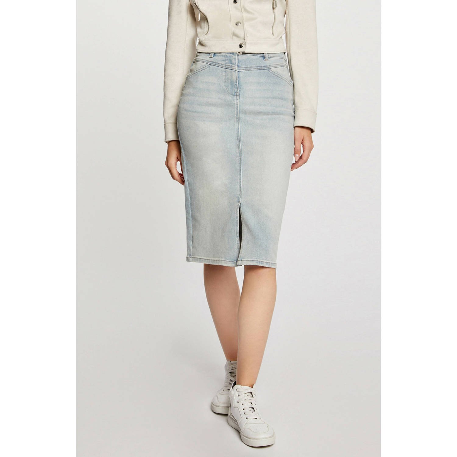 Morgan kokerrok light blue denim