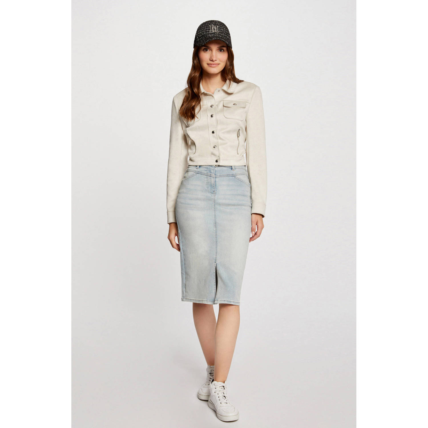 Morgan kokerrok light blue denim