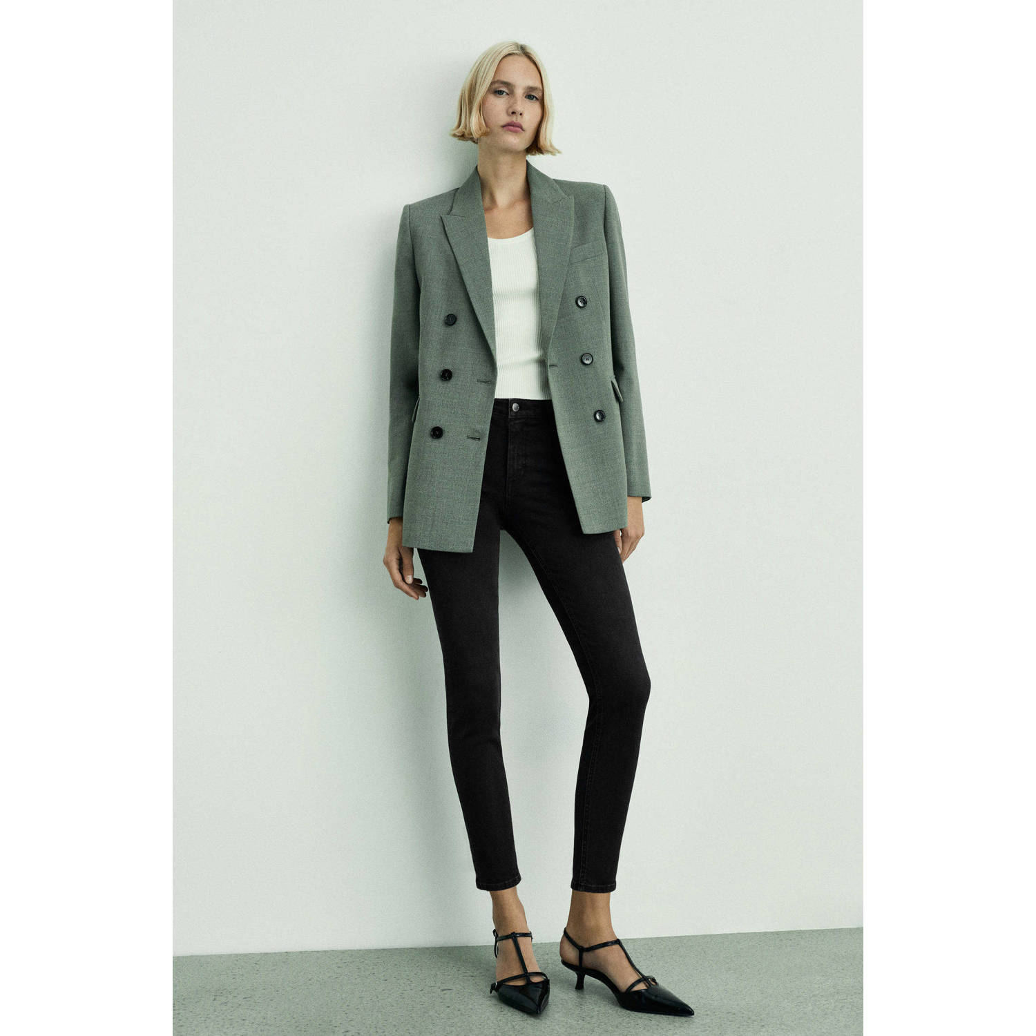 Mango regular waist skinny jeans grey denim