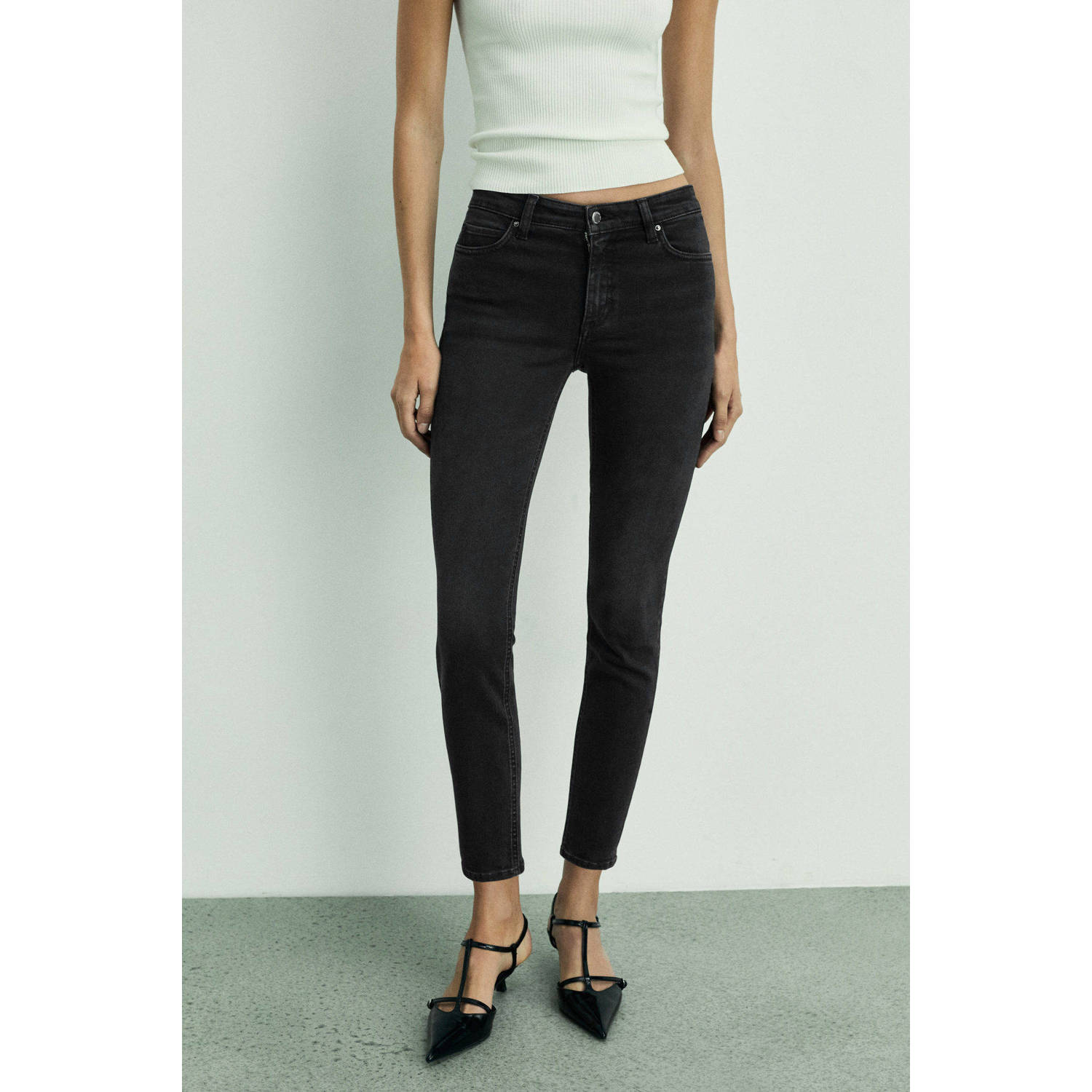 Mango regular waist skinny jeans grey denim