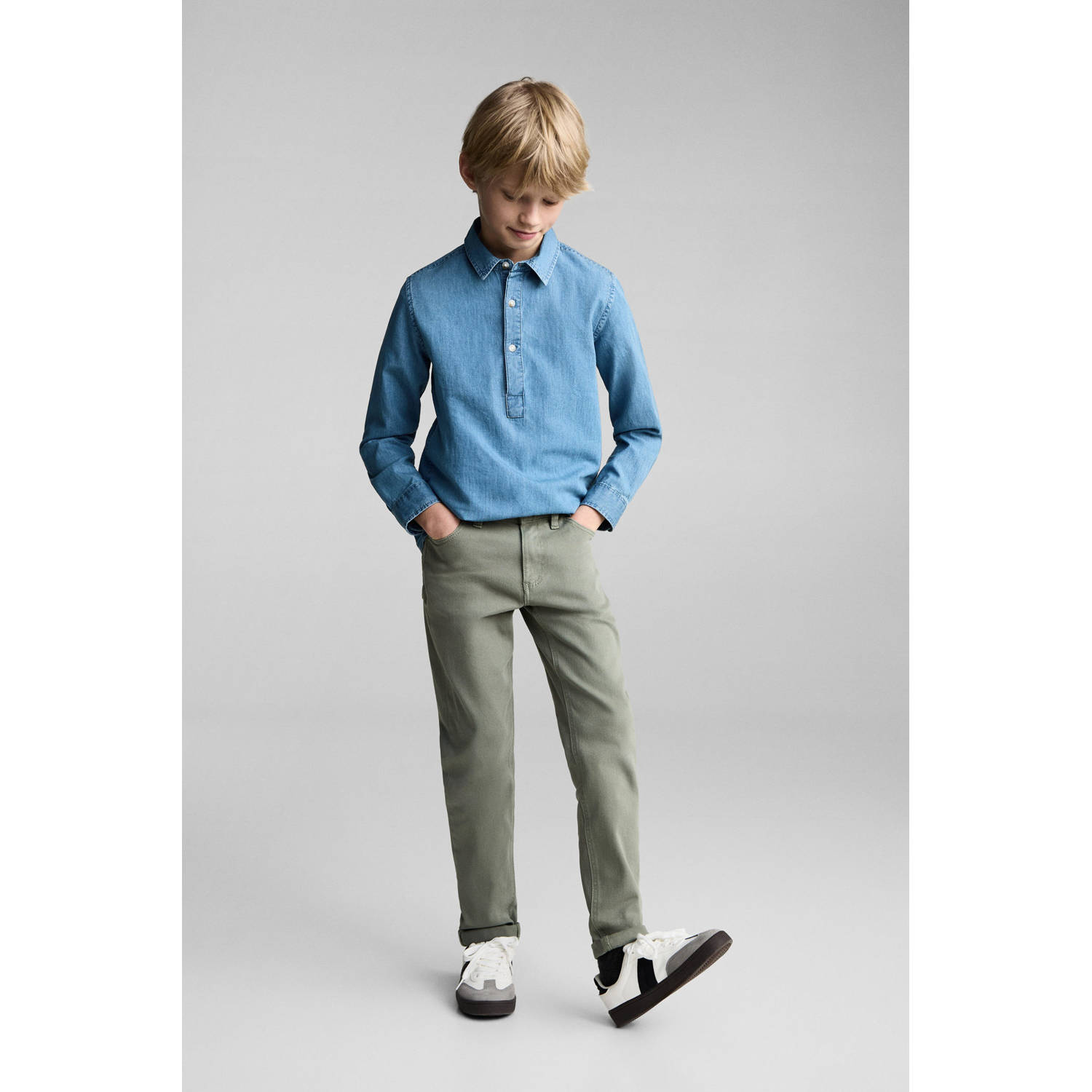 Mango Kids straight casual broek kaki