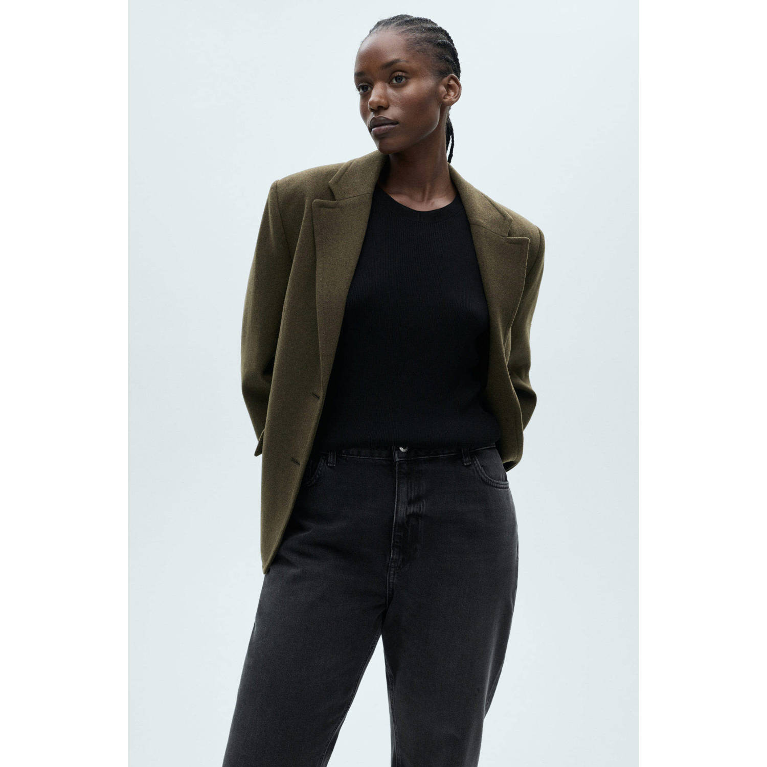 Mango high waist mom jeans black denim