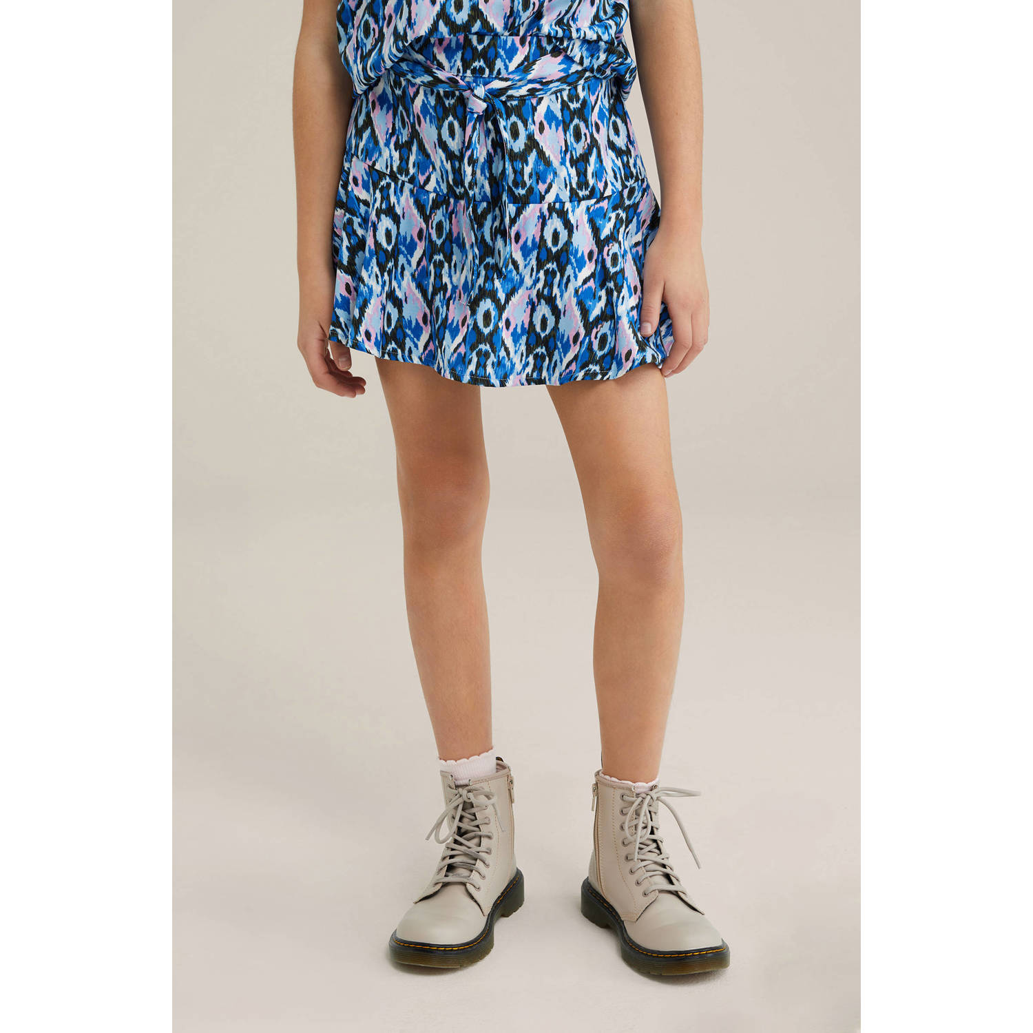 WE Fashion skort blauw zwart roze