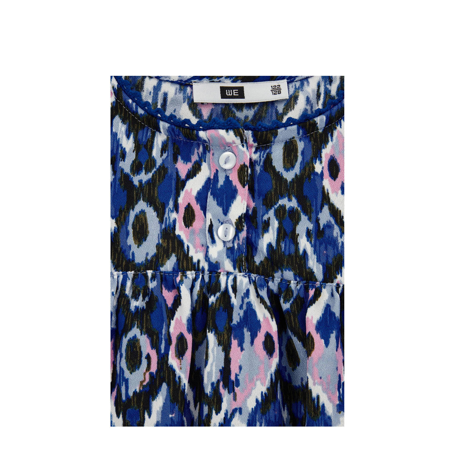 WE Fashion blousetop blauw roze zwart