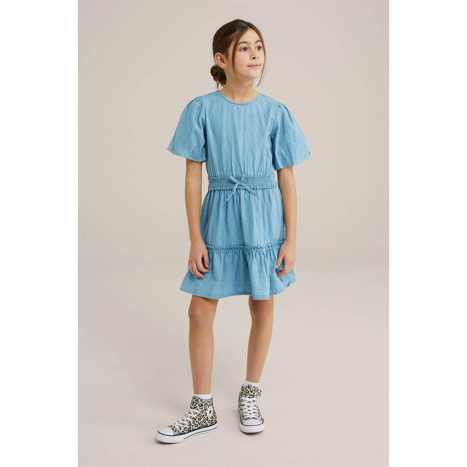 WE Fashion Blue Ridge korte jurk medium blue denim