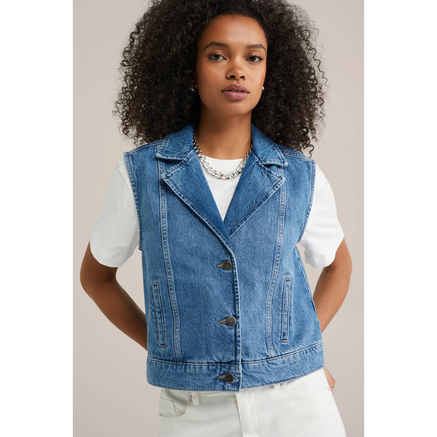 WE Fashion Blue Ridge gilet medium blue denim