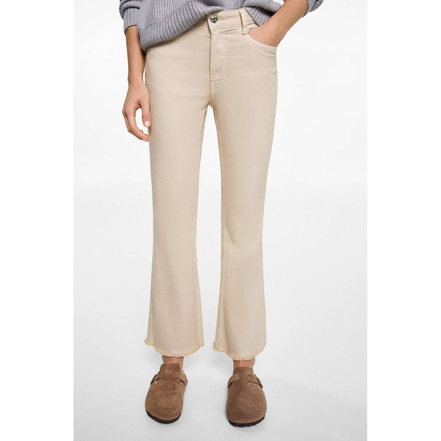 MANGO TEEN flared casual broek grijs